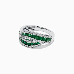 Rings|Effy Jewelry 14K White Gold Princess Cut Emerald and Diamond Ring, 1.76 TCW