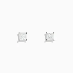 Earrings|Effy Jewelry 14K White Gold Princess Cut Diamond Solitaire Stud Earrings, 0.98 TCW