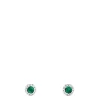 Earrings|Effy Jewelry 14K White Gold Round Diamond Halo Emerald Stud Earrings, 0.39 TCW