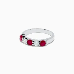 Rings|Effy Jewelry 14K White Gold Ruby and Diamond Stacking Band, 1.14 TCW