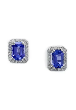 Earrings|Effy Jewelry 14K White Gold Tanzanite and Diamond Earrings, 1.96 TCW