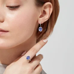 Earrings|Effy Jewelry 14K White Gold Tanzanite and Diamond Earrings, 4.14 TCW