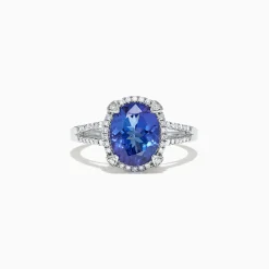 Rings|Effy Jewelry 14K White Gold Tanzanite and Diamond Ring, 3.09 TCW