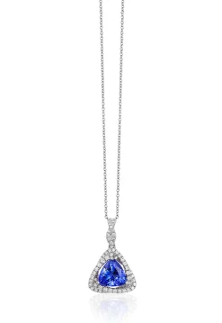 Necklaces & Pendants|Effy Jewelry 14K White Gold Trillion Tanzanite and Diamond Pendant, 1.71 TCW