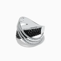 Rings|Effy Jewelry 14K White Gold White and Black Diamond Criss Cross Ring