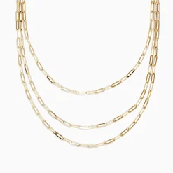 Necklaces & Pendants|Richline Group 14K Yellow Gold 18" Layered Paperclip Chain Necklace