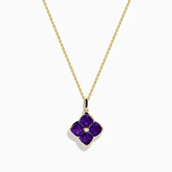 Necklaces & Pendants|Effy Jewelry 14K Yellow Gold Amethyst and Diamond Pendant