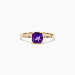 Rings|BH Multi 14K Yellow Gold Amethyst and Diamond Ring, 0.75 TCW