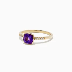Rings|BH Multi 14K Yellow Gold Amethyst and Diamond Ring, 0.75 TCW