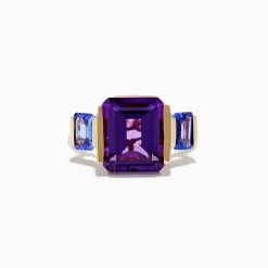 Rings|Effy Jewelry 14K Yellow Gold Amethyst and Tanzanite 3 Stone Ring