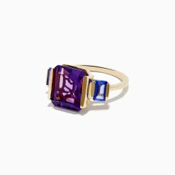 Rings|Effy Jewelry 14K Yellow Gold Amethyst and Tanzanite 3 Stone Ring