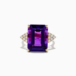 Rings|Effy Jewelry 14K Yellow Gold Amethyst and Diamond Ring