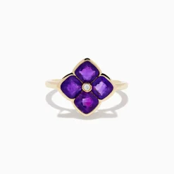 Rings|Effy Jewelry 14K Yellow Gold Amethyst and Diamond Ring