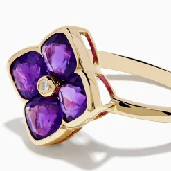 Rings|Effy Jewelry 14K Yellow Gold Amethyst and Diamond Ring