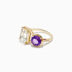 Rings|Effy Jewelry 14k Yellow Gold Amethyst and White Topaz Toi Et Moi Ring