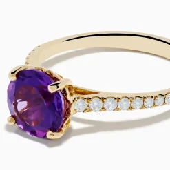 Rings|Effy Jewelry 14K Yellow Gold Amethyst and Diamond Ring
