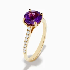 Rings|Effy Jewelry 14K Yellow Gold Amethyst and Diamond Ring