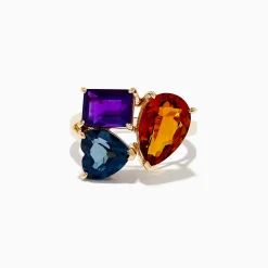 Rings|Effy Jewelry 14K Yellow Gold Amethyst, London Blue Topaz and Citrine Ring