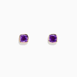 Earrings|BH Multi 14K Yellow Gold Amethyst Stud Earrings