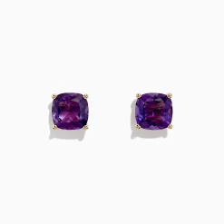 Earrings|Effy Jewelry 14K Yellow Gold Amethyst Stud Earrings, 4.25 TCW