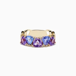 Rings|BH Multi 14K Yellow Gold Amethyst, Tanzanite and Diamond Ring
