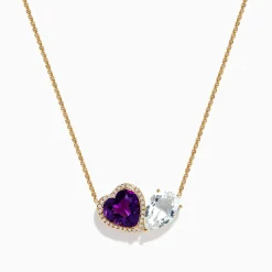 Necklaces & Pendants|Effy Jewelry 14K Yellow Gold Amethyst, White Topaz, and Diamond Necklace