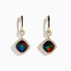 Earrings|Effy Jewelry 14K Yellow Gold Ammolite and Diamond Earrings