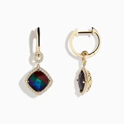Earrings|Effy Jewelry 14K Yellow Gold Ammolite and Diamond Earrings