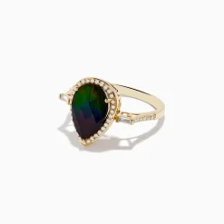 Rings|Effy Jewelry 14K Yellow Gold Ammolite and Diamond Ring