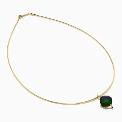 Necklaces & Pendants|Effy Jewelry 14K Yellow Gold Ammolite and Diamond Snake Chain Pendant