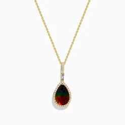 Necklaces & Pendants|Effy Jewelry 14K Yellow Gold Ammolite and Diamond Pendant