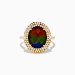 Rings|Effy Jewelry 14K Yellow Gold Ammolite and Diamond Ring