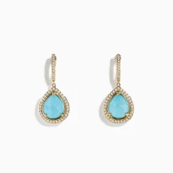 Earrings|BH Multi 14K Yellow Gold Apatite and Diamond Pear Shaped Drop Earrings