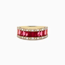 Rings|Effy Jewelry 14k Yellow Gold Baguette Cut Ruby and Pink Tourmaline Band
