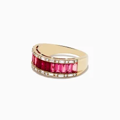 Rings|Effy Jewelry 14k Yellow Gold Baguette Cut Ruby and Pink Tourmaline Band