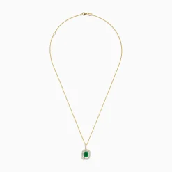 Necklaces & Pendants|BH Multi 14K Yellow Gold Baguette Diamond Halo Emerald Pendant