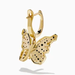 Earrings|Effy Jewelry 14K Yellow Gold Black and White Diamond Butterfly Earrings