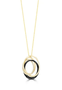 Necklaces & Pendants|Effy Jewelry 14K Yellow Gold Black and White Diamond Pendant, 0.48 TCW