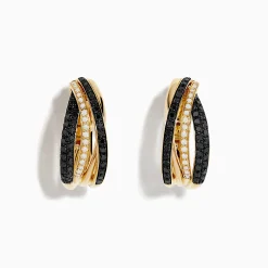 Earrings|Effy Jewelry 14K Yellow Gold Black and White Diamond Earrings