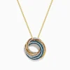 Necklaces & Pendants|Effy Jewelry 14K Yellow Gold Blue and White Diamond Circle Pendant