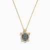 Necklaces & Pendants|Effy Jewelry 14K Yellow Gold Blue and White Diamond Sea Turtle Pendant, 0.41 TCW