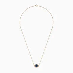 Necklaces & Pendants|Effy Jewelry 14K Yellow Gold Blue Sapphire and Diamond Evil Eye Necklace