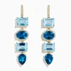 Earrings|Effy Jewelry 14K Yellow Gold Blue Topaz and Diamond Drop Earrings