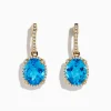 Earrings|Effy Jewelry 14K Yellow Gold Blue Topaz and Diamond Drop Earrings