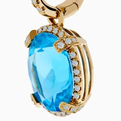 Earrings|Effy Jewelry 14K Yellow Gold Blue Topaz and Diamond Drop Earrings