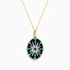 Necklaces & Pendants|Effy Jewelry 14K Yellow Gold Blue Topaz, Turquoise, Onyx and Diamond Pendant