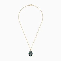 Necklaces & Pendants|Effy Jewelry 14K Yellow Gold Blue Topaz, Turquoise, Onyx and Diamond Pendant