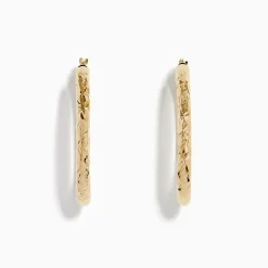 Earrings|Effy Jewelry 14K Yellow Gold Crystal Cut Tube Oval Hoops