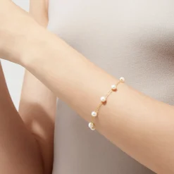 Bracelets|Effy Jewelry 14K Yellow Gold Cultured Fresh Water Pearl Station Bracelet