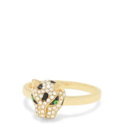Rings|Effy Jewelry 14K Yellow Gold Diamond and Tsavorite Panther Ring, 0.25 TCW